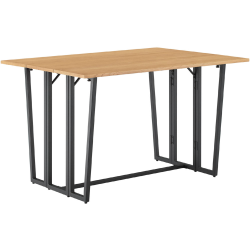 Memphis 47" Drop Leaf Dining Table in Light Ash Finish & Black Metal