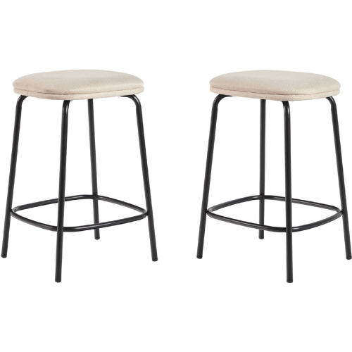 Mutt Counter Stool in Ivory Fabric & Black Metal (Set of 2)