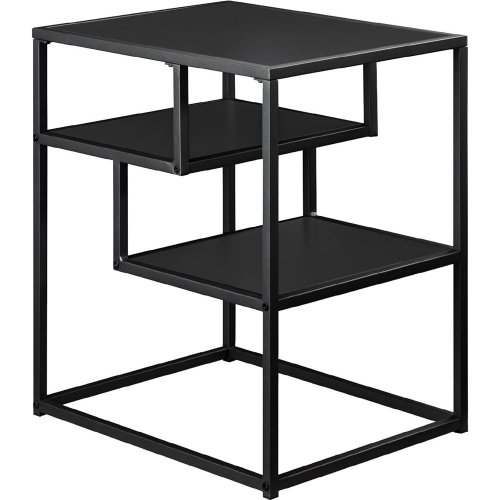 Maya 16" Side Table in Black Finish & Black Metal