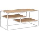 Maya 40" Coffee Table in Coastal Oak Finish & White Metal