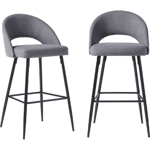 O Bar Stool in Charcoal Fabric & Metal