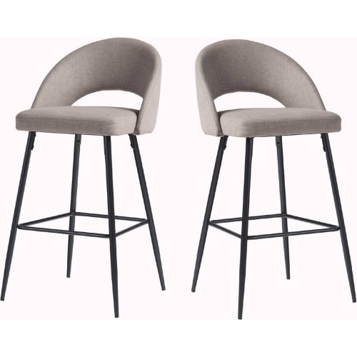 O Bar Stool in Mushroom Fabric & Metal