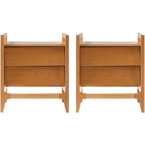 Oswald 22" Angle Face 2 Drawer Nightstand in Caramel Finish Wood (Set of 2)