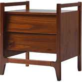 Oswald 22" Angle Face 2 Drawer Nightstand in Walnut Finish Wood