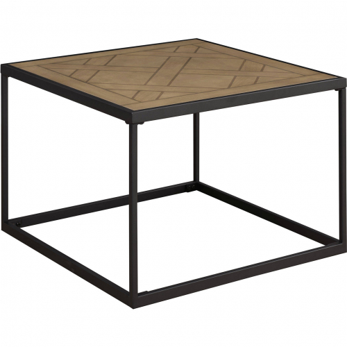 Parquet 25" Square Coffee Table in Parquet Veneer & Metal