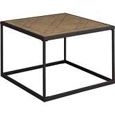 Parquet 25" Square Coffee Table in Parquet Veneer & Metal