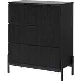 Paris 3 Drawer Chest w/ Reeded Drawer Fronts in Black Finish