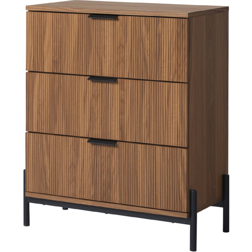 Paris 3 Drawer Chest w/ Reeded Drawer Fronts in Mocha Finish