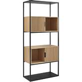 Reema Tall Bookcase in Coastal Oak Finish & Black