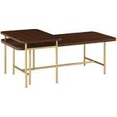 Reema 2 Piece Nesting Coffee Table in Dark Walnut Finish & Gold Metal