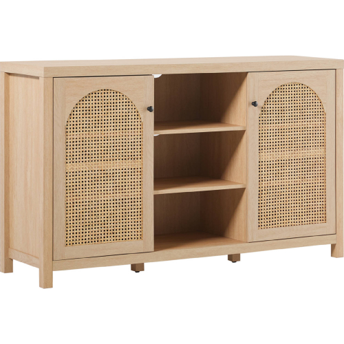 Sasha 58" 2 Door Sideboard w/ Arched Rattan Panels in Coastal Oak Finish