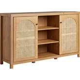 Sasha 58" 2 Door Sideboard w/ Arched Rattan Panels in English Oak Finish