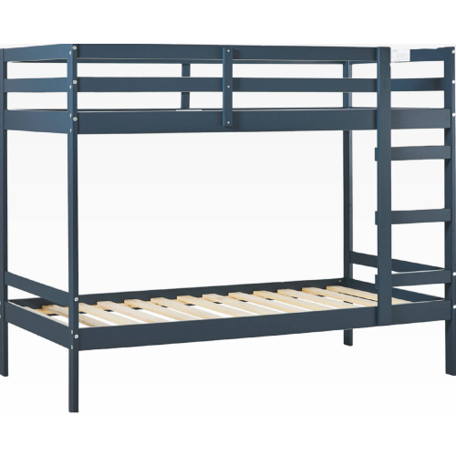 Sophie Twin Over Twin Bunk Bed in Midnight Navy Blue Finish Wood