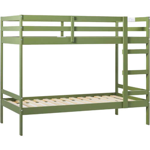 Sophie Twin Over Twin Bunk Bed in Olive Green Finish Wood