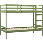 Sophie Twin Over Twin Bunk Bed in Olive Green Finish Wood