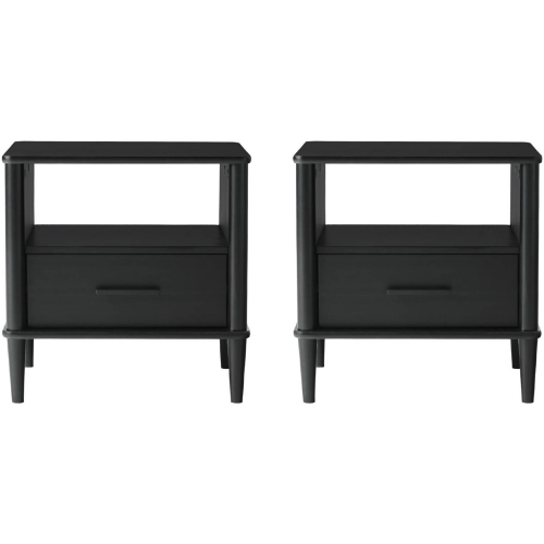 Spindle 20" Spindle Leg Nightstand in Black Finish Wood (Set of 2)