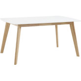 60" Retro Modern Wood Dining Table in White & Natural