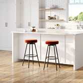 Twyla Swivel Seat Bar Stool in Rust Velvet & Metal (Set of 2)