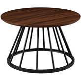 Vivian 30" Coffee Table in Dark Walnut Finish & Black Metal Caged Base