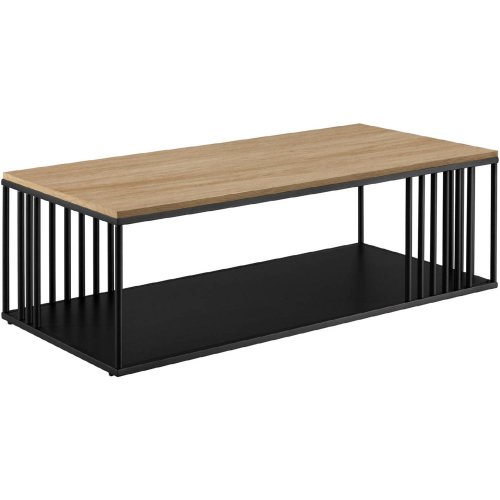 Vulcan Coffee Table in Coastal Oak Finish & Slatted Black Metal