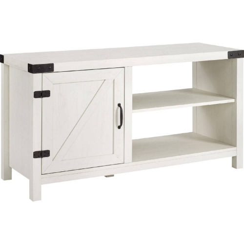 Asymmetrical Barn Door Farmhouse 44" TV Stand in Brushed White