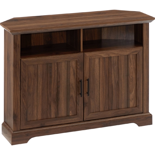 44" Grooved Door Corner TV Stand in Dark Walnut