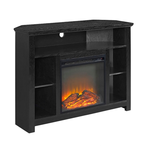 44" Corner Highboy Fireplace TV Stand in Black