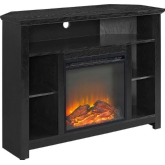 44" Corner Highboy Fireplace TV Stand in Black