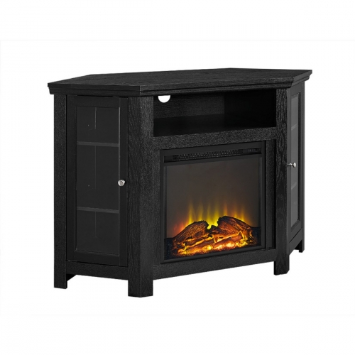 48" Corner Fireplace TV Stand in Black