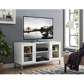 52" Avenue Wood TV Stand Console in White w/ Metal Legs