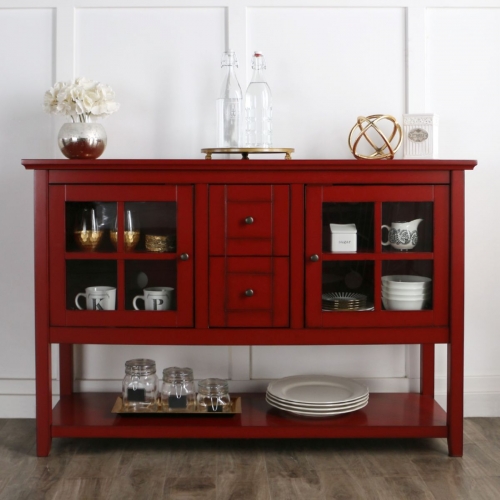 52" Wood Console Table TV Stand in Antique Red