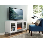 52" Avenue Fireplace TV Stand Console in White w/ Metal Legs