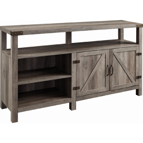 58" Modern Farmhouse TV Stand in Grey Wash