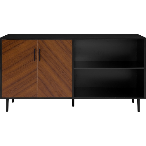 58" Mid Century Modern TV Stand in Solid Black