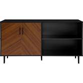 58" Mid Century Modern TV Stand in Solid Black