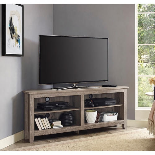 58" Wood TV Stand Media Storage Console in Driftwood