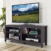 58" Distressed Charcoal Grey Wood TV Stand Console