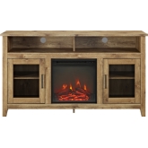 58" Wood Highboy Fireplace Media TV Stand Console in Barnwood