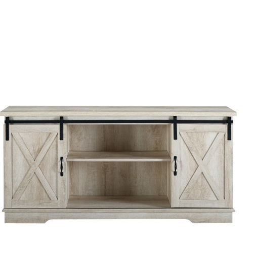 58" Modern Farmhouse TV Stand in White Oak