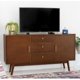 60" Mid Century Modern Wood TV Stand in Walnut