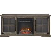 60" 2 Door Fireplace TV Stand Console in Grey Wash