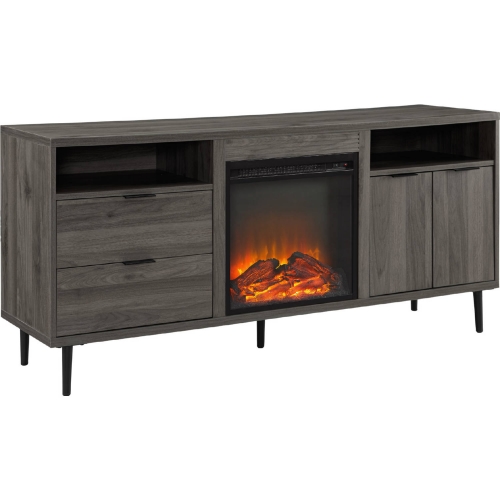 60" Modern Storage Fireplace TV Stand in Slate Grey