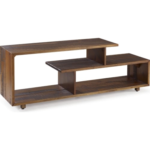 60" Rustic Modern Solid Wood TV Stand in Amber Pine