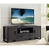 60" Distressed Charcoal Grey Wood TV Stand Console