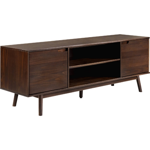 Adair Modern 70" TV Stand in Walnut Finish Solid Pine