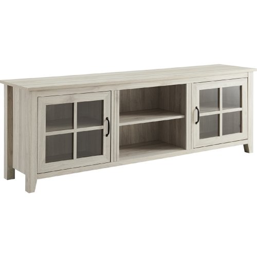 70" Glass Door TV Stand Console in Birch Finish