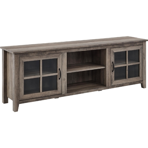 70" Farmhouse TV Stand in Grey Wash Finish