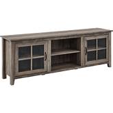 70" Farmhouse TV Stand in Grey Wash Finish