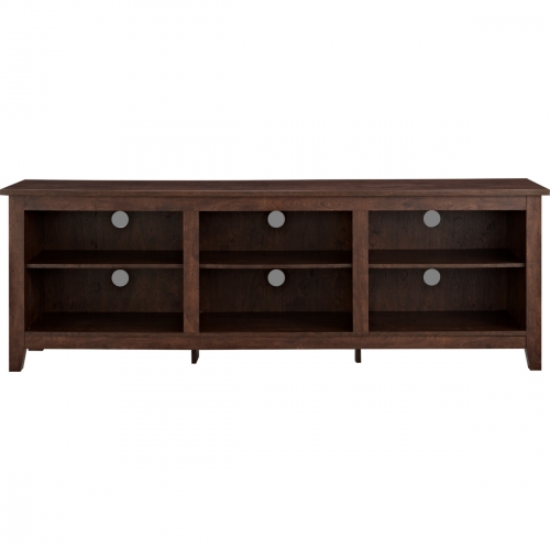 70" Wood TV Stand Media Storage Console in Traditional Brown