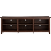 70" Wood TV Stand Media Storage Console in Traditional Brown